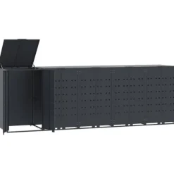 Skjul för sopkärl för 5 platser antracit 345x79x117 cm stål