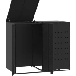 Skjul för sopkärl för 2 platser svart 138x79x117 cm stål