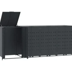 Skjul för sopkärl för 4 platser antracit 276x79x117 cm stål