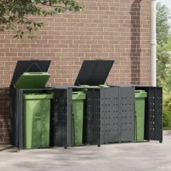 Skjul för sopkärl för 4 platser antracit 276x79x117 cm stål