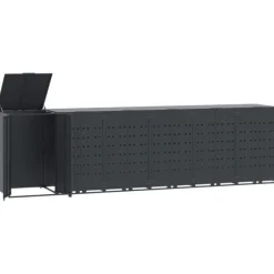 Skjul för sopkärl för 6 platser antracit 414x79x117 cm stål