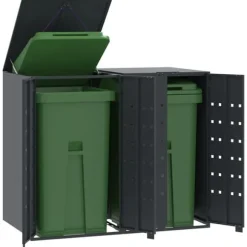 Skjul för sopkärl för 2 platser antracit 138x79x117 cm stål