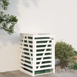 Skjul för sopkärl i massiv furu - Ventilerad design | Storlek: 84x90x128,5 cm | Färg: Natur