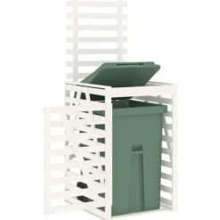 Skjul för sopkärl i massiv furu - Ventilerad design | Storlek: 84x90x128,5 cm | Färg: Natur