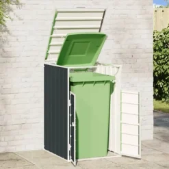 Skjul för sopkärl i stål - Hållbar och elegant lösning för trädgården | Färg: Antracit | Storlek: 72x81x115 cm