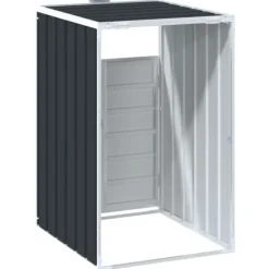 Skjul för sopkärl i stål - Hållbar och elegant lösning för trädgården | Färg: Antracit | Storlek: 72x81x115 cm