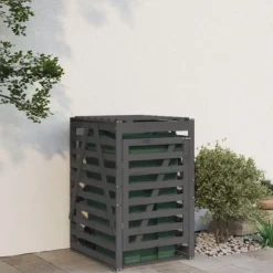 Skjul för sopkärl 84x90x128,5 cm grå massiv furu