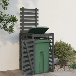 Skjul för sopkärl 84x90x128,5 cm grå massiv furu