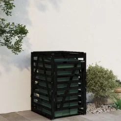 Skjul för sopkärl 84x90x128,5 cm svart massiv furu