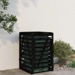 Skjul för sopkärl 84x90x128,5 cm svart massiv furu