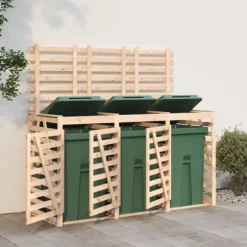 Skjul för tre sopkärl massiv furu