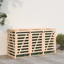 Skjul för tre sopkärl massiv furu