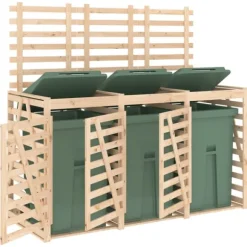 Skjul för tre sopkärl massiv furu