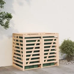 Skjul för två sopkärl massiv furu