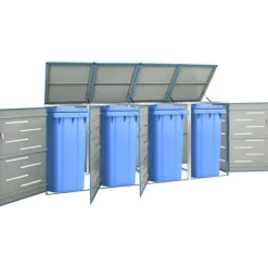 Skjul till fyra sopkärl 276,5x77,5x112,5 cm rostfritt stål