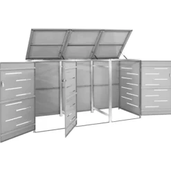 Skjul till tre sopkärl 207x77,5x112,5 cm rostfritt stål