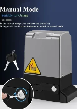 Skjutbar elektrisk grindöppnare, fjärrkontroll, hög lastkapacitet,svart