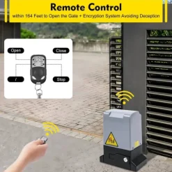 Skjutgrindöppnare, eldrivet autosystem för tung drift, vinröd, 6 m tandstång, kit med 2 extra fjärrkontroller