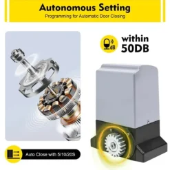 Skjutgrindöppnare, eldrivet autosystem för tung drift, vinröd, 6 m tandstång, kit med 2 extra fjärrkontroller