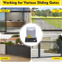 Skjutgrindöppnare, eldrivet autosystem för tung drift, vinröd, 6 m tandstång, kit med 2 extra fjärrkontroller