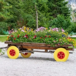 Skottkärrehjul, 33x9 cm, Gul, Röd