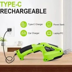 Sladdlös 2-i-1 Häcksax & Grästrimmer – 7,2V Elektrisk Trimmer för Trädgård, Gräsmatta och Buskar