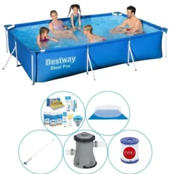 Smart Pool Deal - 6-delad - Bestway Steel Pro rektangulär 300x201x66 cm