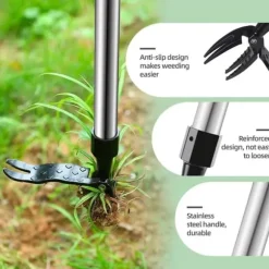 Smidig och praktisk Ogräsupptagare med fotstöd 100cm