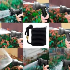 Smidig trädgårdsslang - 10-30 meter - med sprutpistol - svart