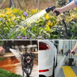 Smidig trädgårdsslang - 10-30 meter - med sprutpistol - svart