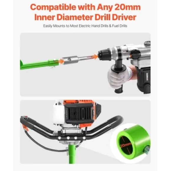 Snigelborr, 100x790 mm, Grön, Kraftig stål