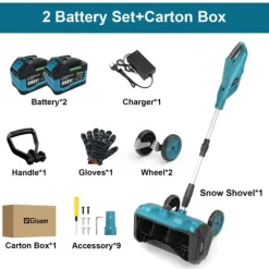 Snöplog, borstlös motor, sladdlös drift,2 Batteri, Elektrisk-a