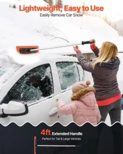 Snöraka för biltak - Snöskrapa med skumblad - 1,2 m Längd - 45 cm Repfritt Skumblad - Halkfritt Handtag - Lätt - Löv- och Skräpborttagning