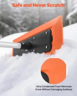 Snöraka för biltak - Snöskrapa med skumblad - 1,2 m Längd - 45 cm Repfritt Skumblad - Halkfritt Handtag - Lätt - Löv- och Skräpborttagning