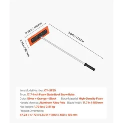 Snöraka för tak, 120x45x16,5 cm, Silver, Skumblad