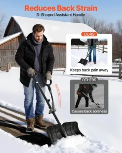 Snöskyffel - Handhållen snöplog - Bladbredd 45,5 cm - D-handtag - Halkfritt grepp - Lätt vikt - Stor kapacitet - För uppfart & utomhus