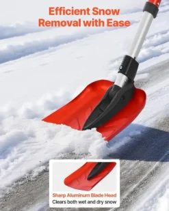 Snöskyffel - Hopfällbar - Blad 22 cm - Justerbar längd 91–102 cm - D-handtag - Lätt aluminiumlegering - Ergonomisk