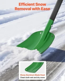 Snöskyffel - Snöplog - Aluminium - 21,5 cm Bredd - T-handtag - Lätt och bärbar - För uppfart, bil, camping - Stor kapacitet