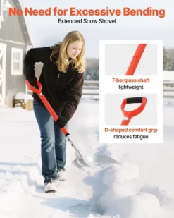 Snöskyffel för uppfart - Snöplogskyffel - 35 cm Bredd - Aluminiumlegering - D-format Handtag - Lättvikt - Stor Kapacitet