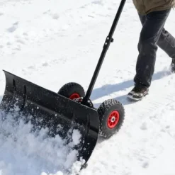 Snöskyffel, Justerbara Höjdinställningar, Integrerade Hjul,Enkelstångsnötskyffel-Svart - Metall
