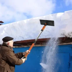 Snöskyffel och isskrapa, 31x15x84-104 cm, orange