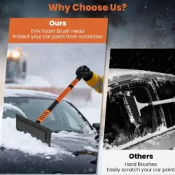 Snöskyffel och isskrapa, 31x15x84-104 cm, orange