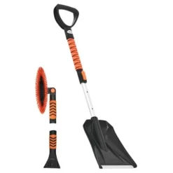 Snöskyffel och snöborste 87x107 cm svart, teleskopisk, plast