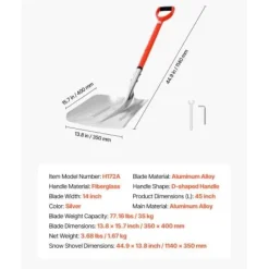 Snöskyffel, 114x35 cm, Silver, Aluminiumlegering