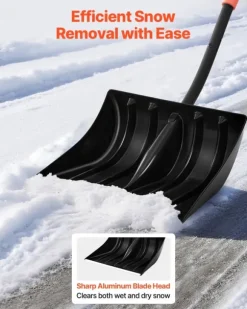 Snöskyffel/Snöspade - Handhållen - Ergonomiskt D-handtag - 42 cm Bladbredd - Aluminiumblad - Lätt vikt - Stor kapacitet - För uppfart och trädgård