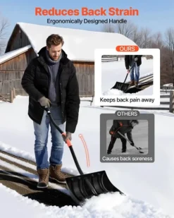 Snöskyffel/Snöspade - Handhållen - Ergonomiskt D-handtag - 42 cm Bladbredd - Aluminiumblad - Lätt vikt - Stor kapacitet - För uppfart och trädgård
