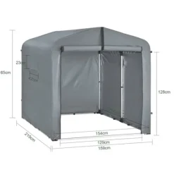 SoBuy Cykeltält | Utetält för cykel & verktyg – Vattentätt förvaringsskjul | Grå 159x219x165cm KLS11-L-DG