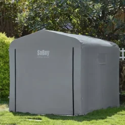SoBuy Cykeltält | Utetält för cykel & verktyg – Vattentätt förvaringsskjul | Grå 159x219x165cm KLS11-L-DG