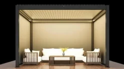 SOL PRO Bioklimatisk Pergola 4 x 4 m i aluminium med automatiskt justerbart tak och LED-belysning – antracitfärgad