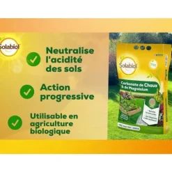 SOLABIOL Kalcium- och magnesiumkarbonat - 10kg - Granulat - Korrigerar jordens surhet - Progressiv och hållbar effekt